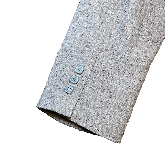 LL Bean Blazer 3 Button Jacket Women's Large Wool Lined Silk Blend Herringbone - Picture 7 of 16